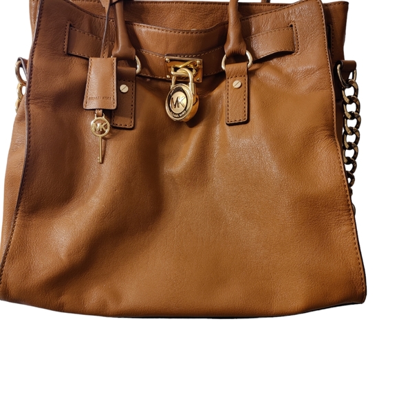 MK Michael Kors Hamilton Camel Brown Leather Large Tote - Picture 11 of 13